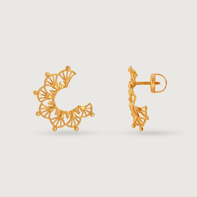 Artisanal Warli Art 22KT Gold Stud Earrings,,hi-res image number null