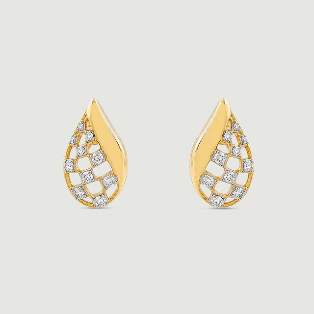 Luminous Checkered Diamond Stud Earrings,,hi-res image number null
