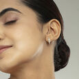 Blossom Chic Gold & Diamond Hoop Earrings,,hi-res view 2
