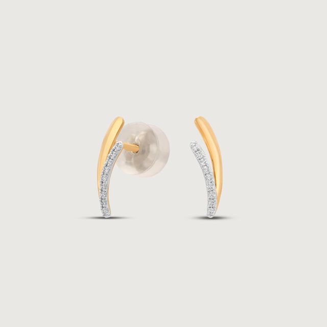 Soft Curve Diamond Stud Earrings,,hi-res image number null