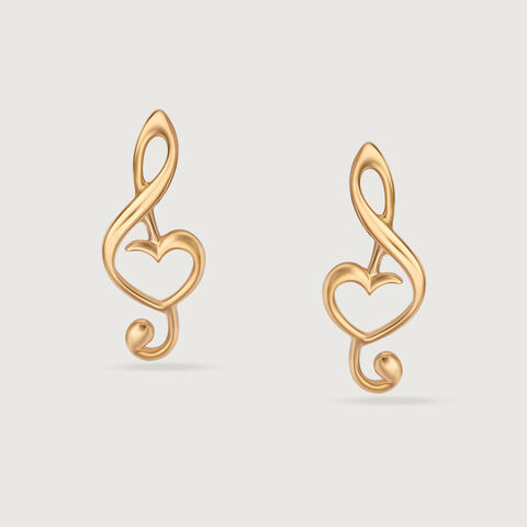 Treble in Love 14KT Gold Stud Earrings