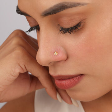 14KT Yellow Gold Gilded Blossoms Diamond Nose pin