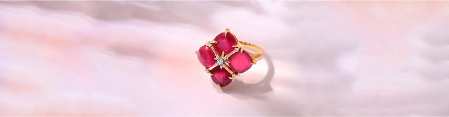 Bordeaux Bling 14KT Diamond & Ruby Ring