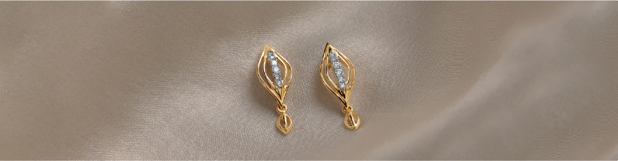 Breezy Elegance 14 Kt Gold & Diamond Drop Earrings