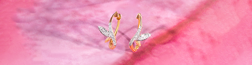 Leafy Shine Gold & Diamond Hoop Earrings