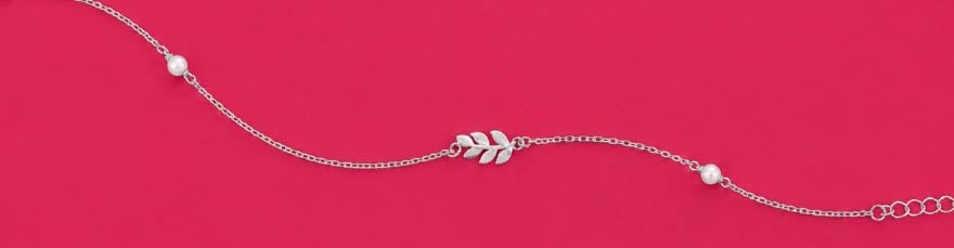 Soft Leafy Silver Anklet