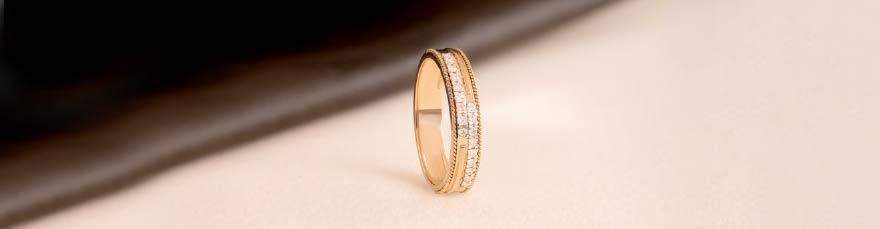 Layered Precision Gold & Diamond Ring for Men