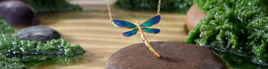 Enamel Dragonfly Gold Necklace