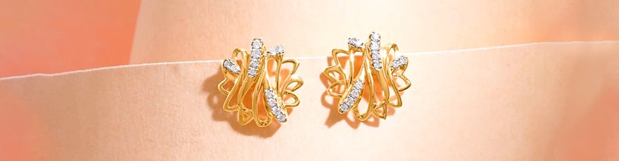 Whimsical Flow Diamond Stud Earrings
