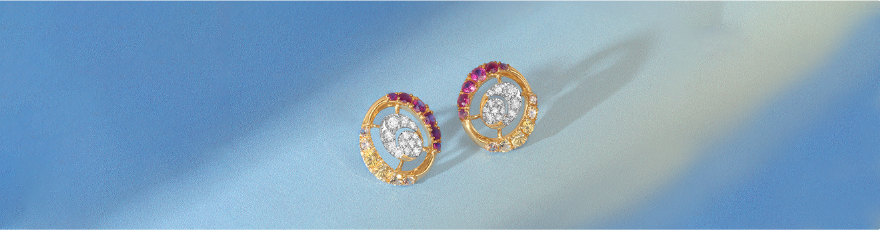 Sunrise Aura Sapphires & Diamond Stud Earrings