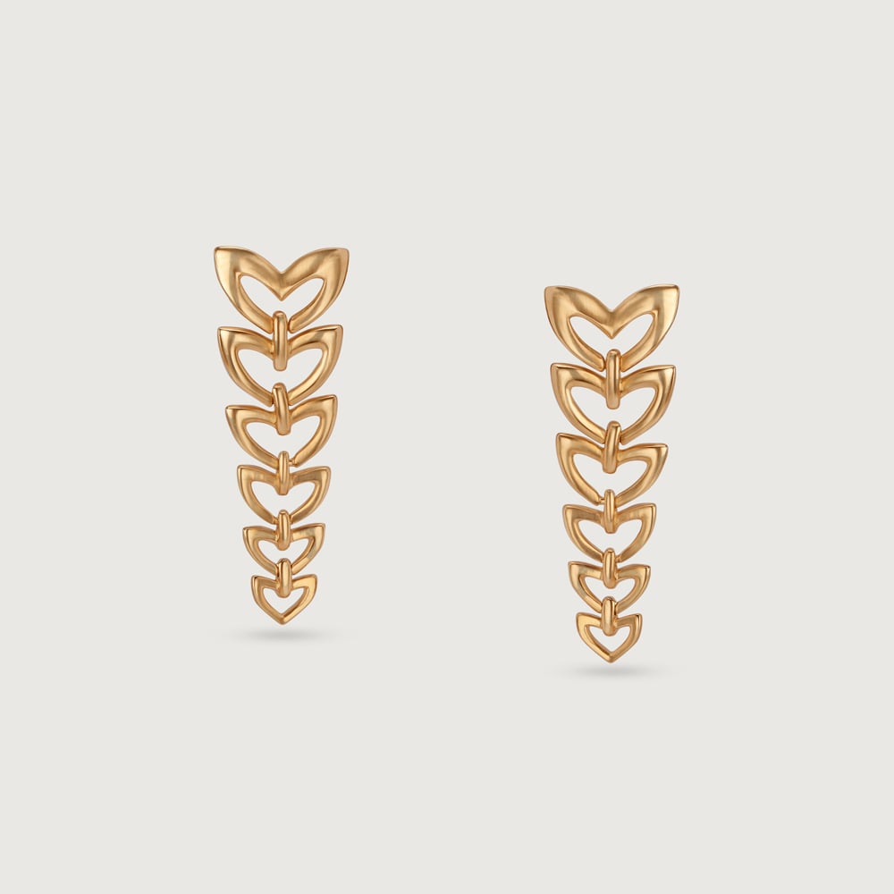 Cascade of Hearts 14KT Yellow Gold Drop Earrings,,hi-res thumbnail 3