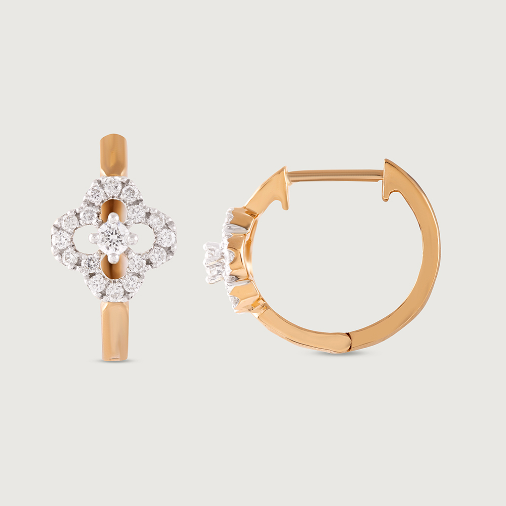 Elegant Radiant Gold & Diamond Hoop Earrings,,hi-res thumbnail 4