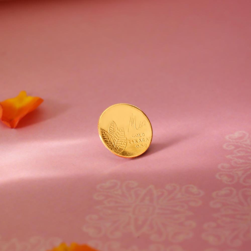 0.5 Gram 24 Karat Mango Leaf Gold Coin,,hi-res thumbnail 1