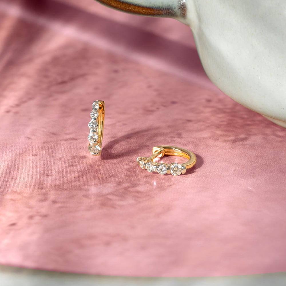 Radiant Shimmer Gold & Diamond Hoop Earrings,,hi-res thumbnail 1