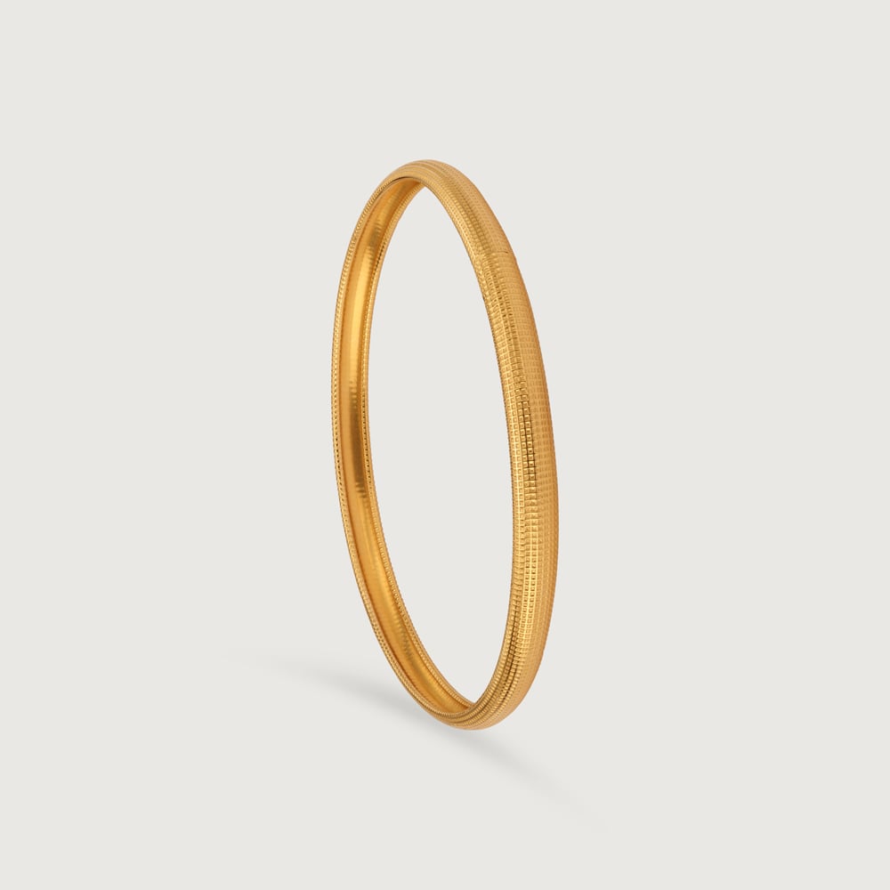 22KT Yellow Gold Minimal Textured Bangles,,hi-res thumbnail 5