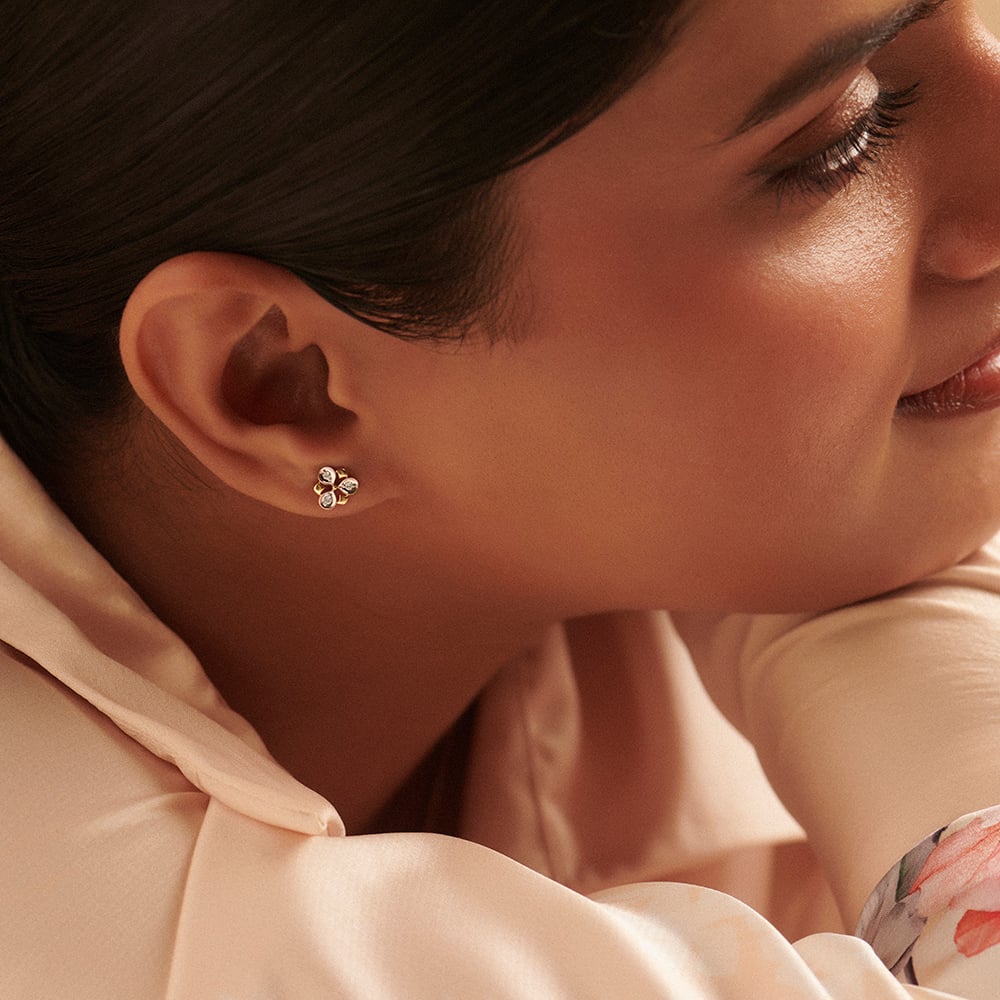 Twinkling Trio Diamond Stud Earrings,,hi-res thumbnail 2