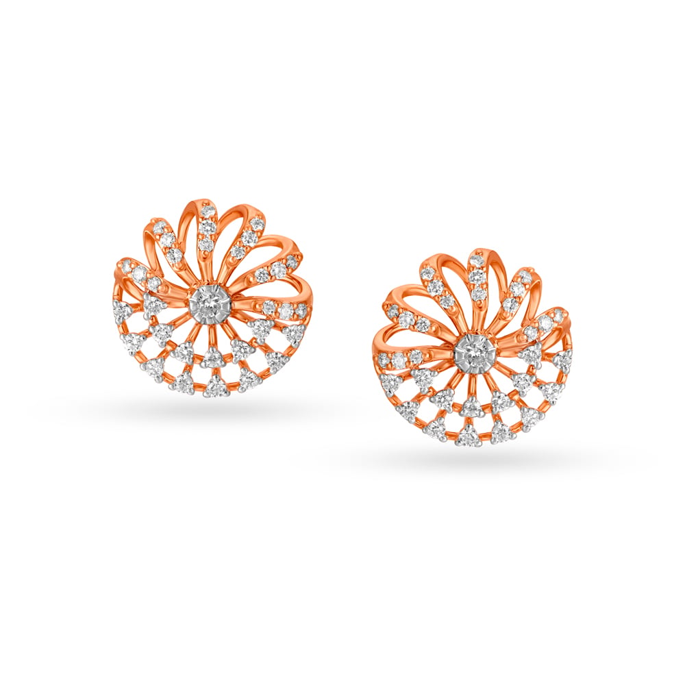 18KT Rose Gold Best Of Both Worlds Stud Earrings,,hi-res thumbnail 2