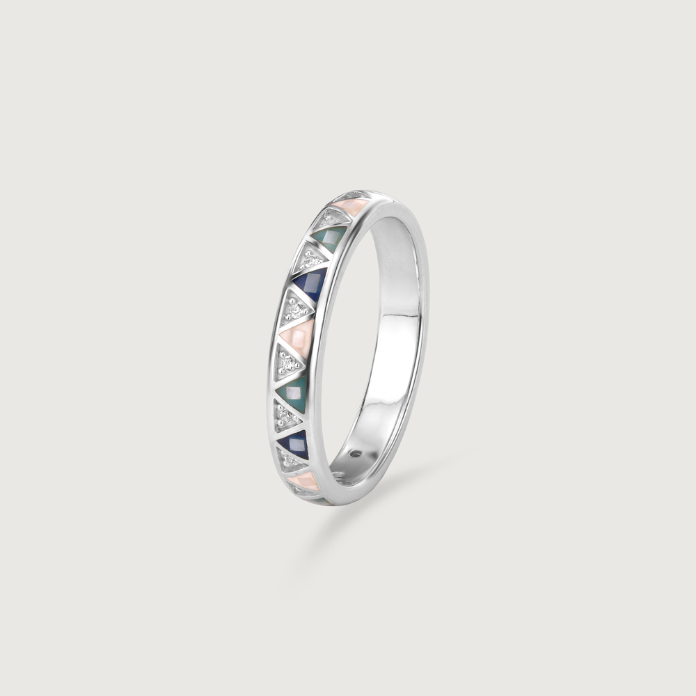 Graphic Colourful Mother of Pearl Silver Ring,,hi-res thumbnail 3