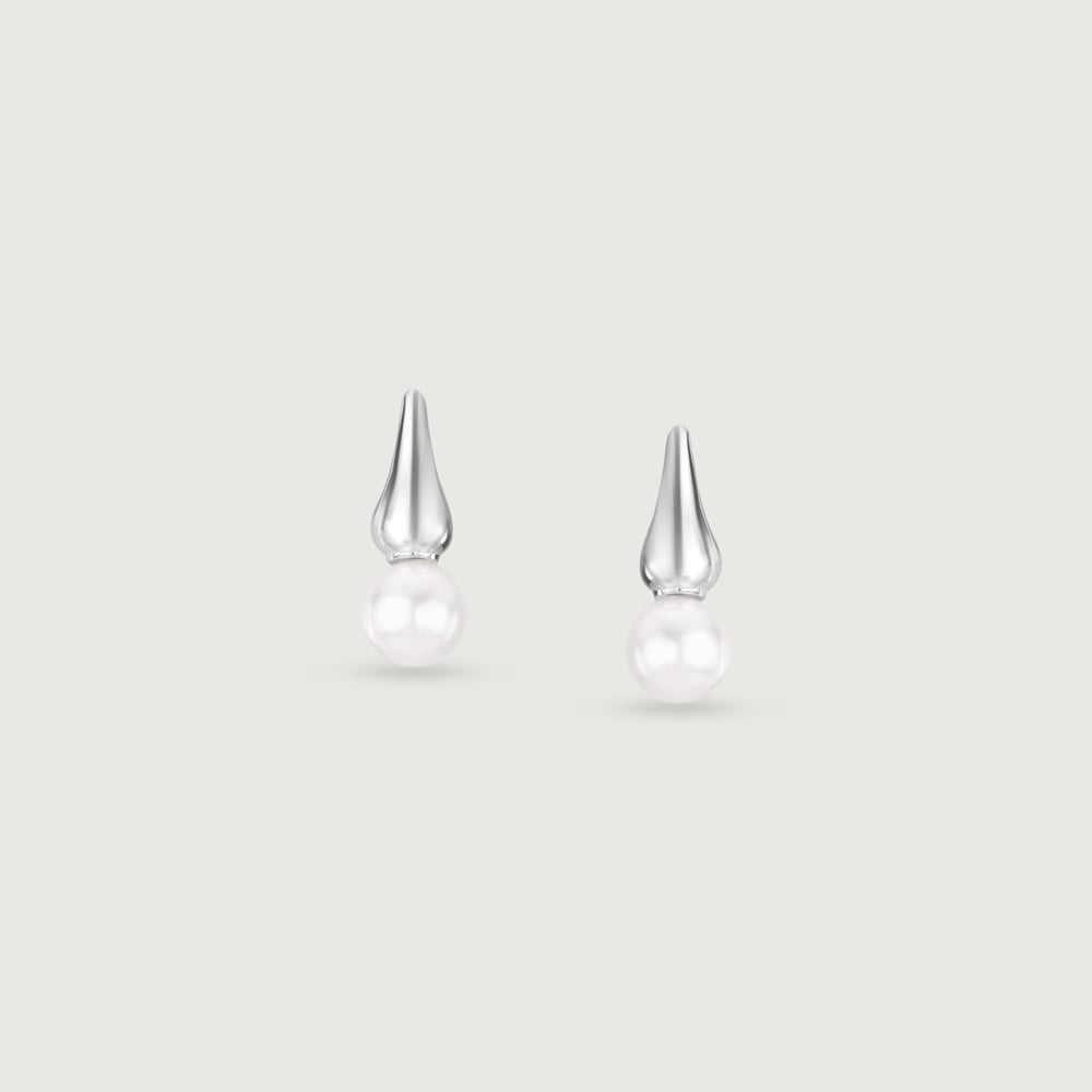Pearl Bloom Silver Stud Earrings,,hi-res thumbnail 3