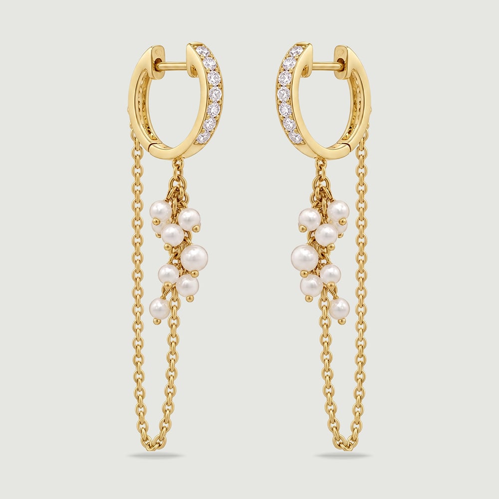 Graceful Cascading Pearl Gold Hoop Earrings,,hi-res thumbnail 5