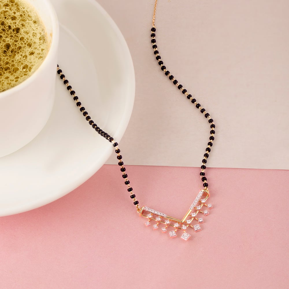 Glistening Fringe Gold and Diamond Mangalsutra