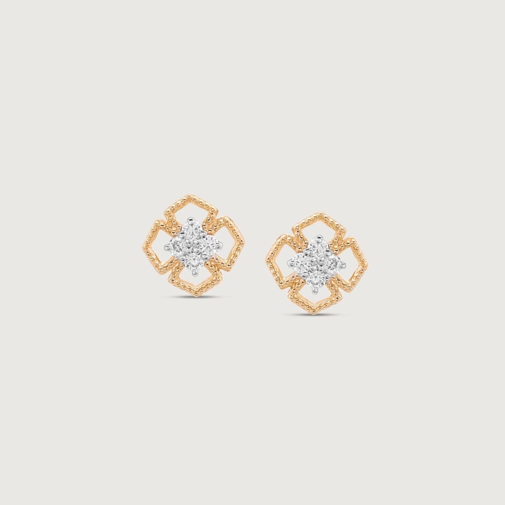 Golden Bloom Diamond Stud Earrings,,hi-res thumbnail 3
