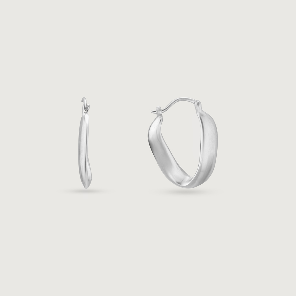 Sculpted Loop Silver Hoop Earrings,,hi-res thumbnail 4