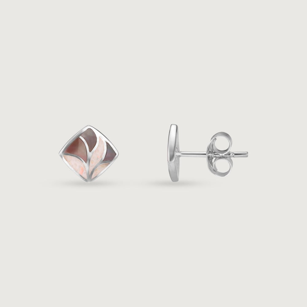 Artistic Mosaic Opal Silver Stud Earrings,,hi-res thumbnail 4