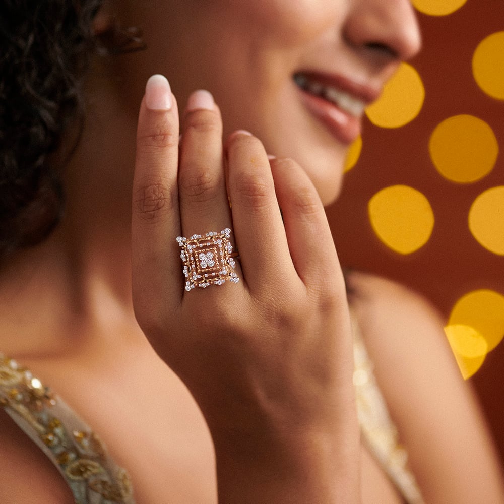 Architectural Mandala Diamond Ring,,hi-res thumbnail 2