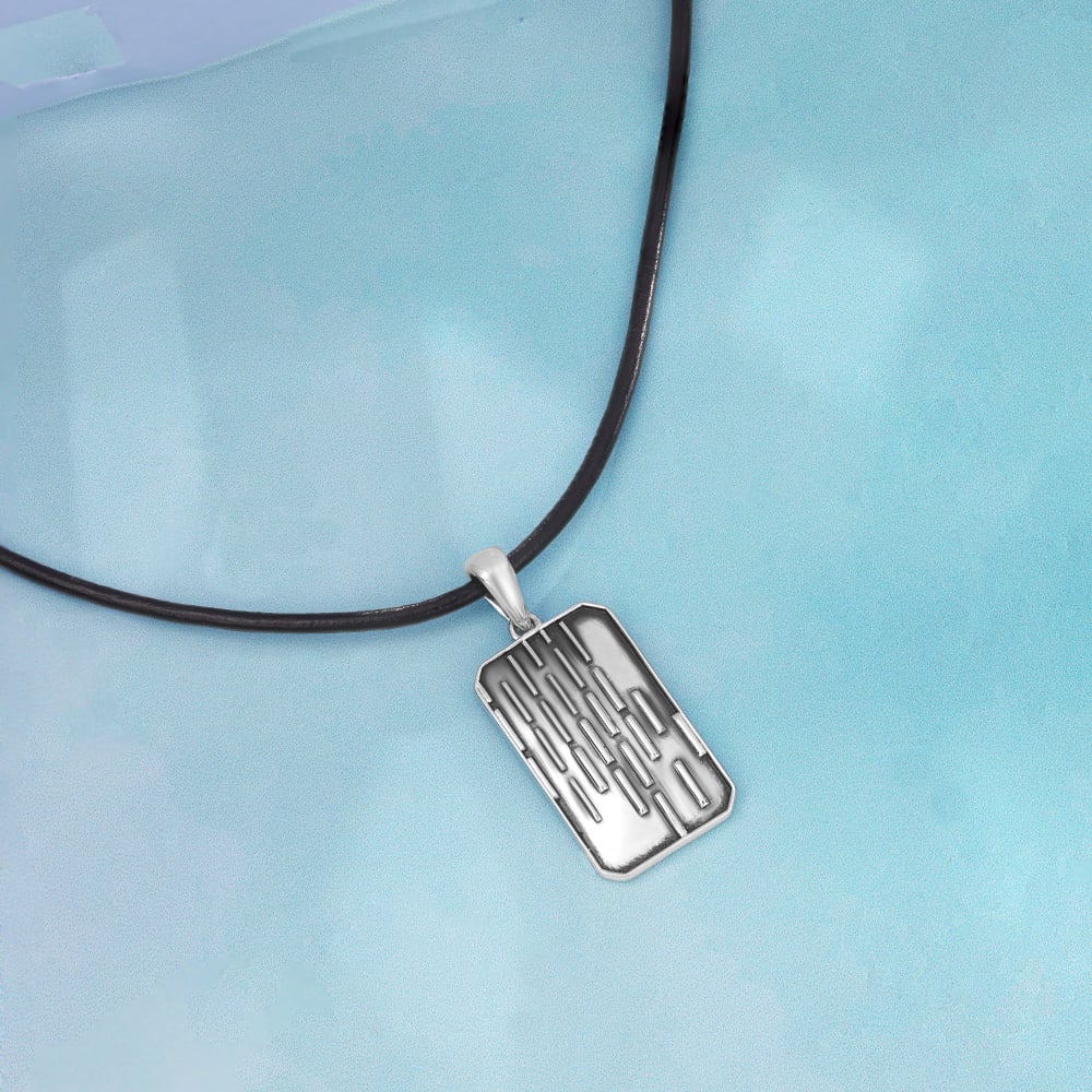 Textured Bar Silver Pendant