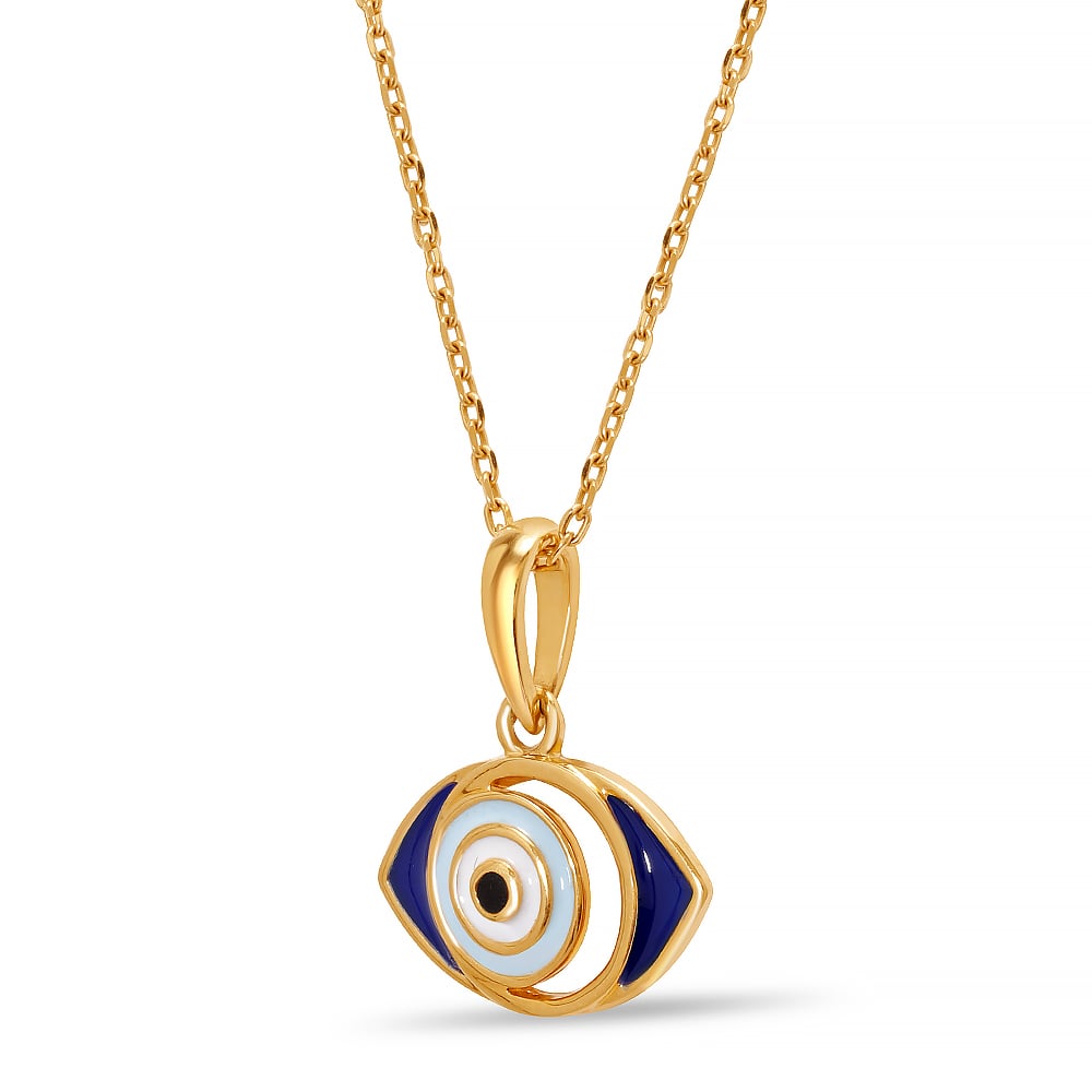 14KT Yellow Gold Negative Space Evil Eye Pendant,,hi-res thumbnail 3