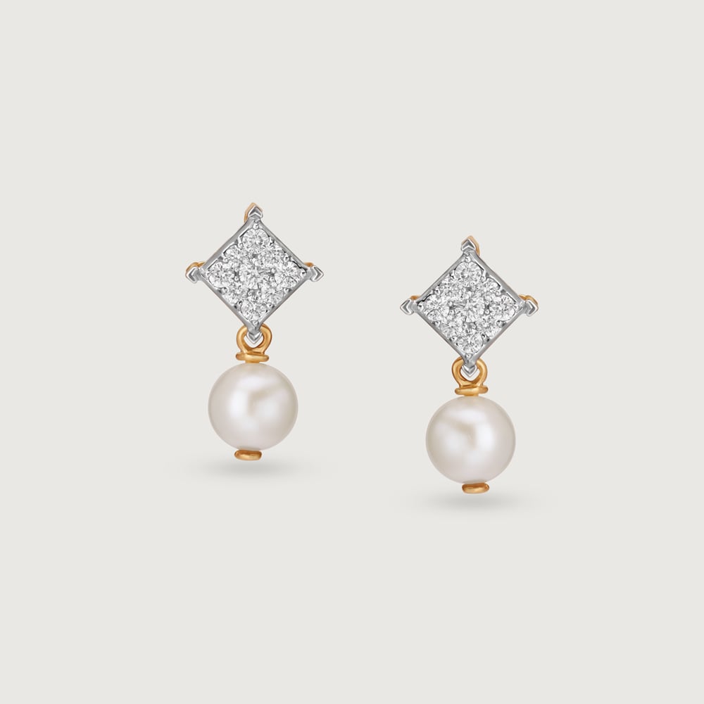 Ivory Charm Diamond & Gold Stud Earrings,,hi-res thumbnail 3