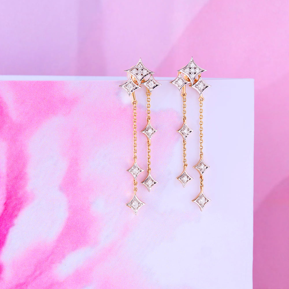 Starlit Cascade Diamond Drop Earrings