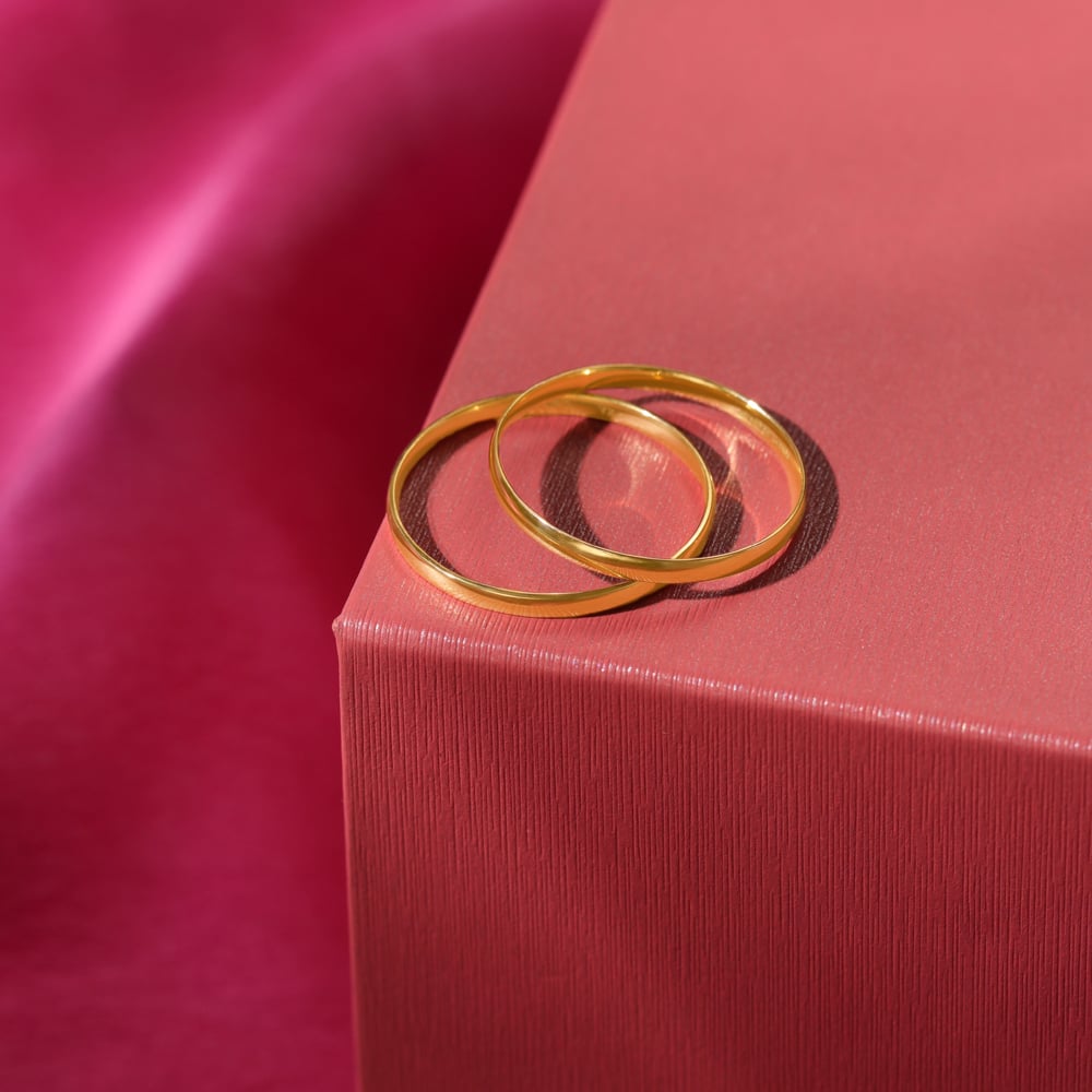 Vow of Love 18KT Gold Couple Ring -Single Piece,,hi-res thumbnail 2