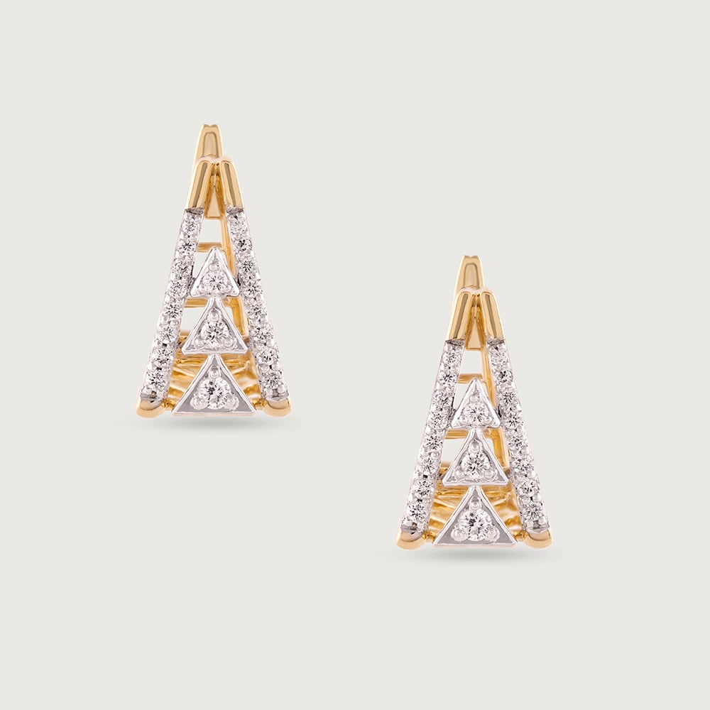 Geo Luxe Gold & Diamond Hoop Earrings,,hi-res thumbnail 3