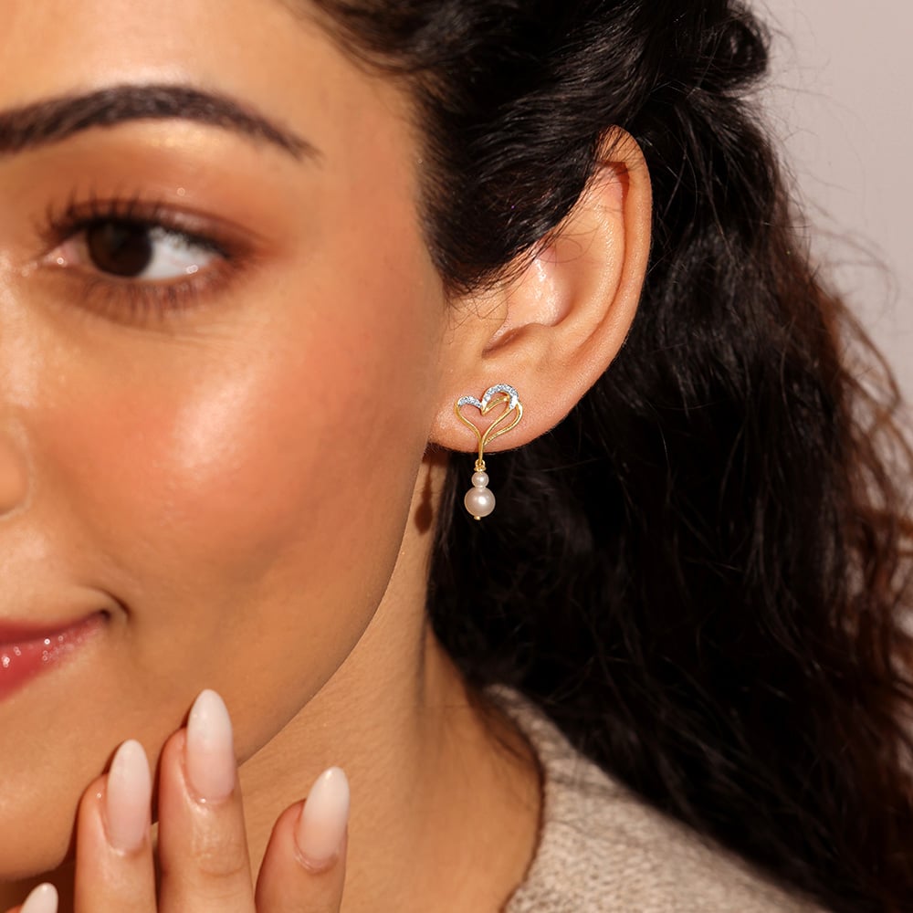 Entwined Love Pearl & Diamond Drop Earrings,,hi-res thumbnail 2