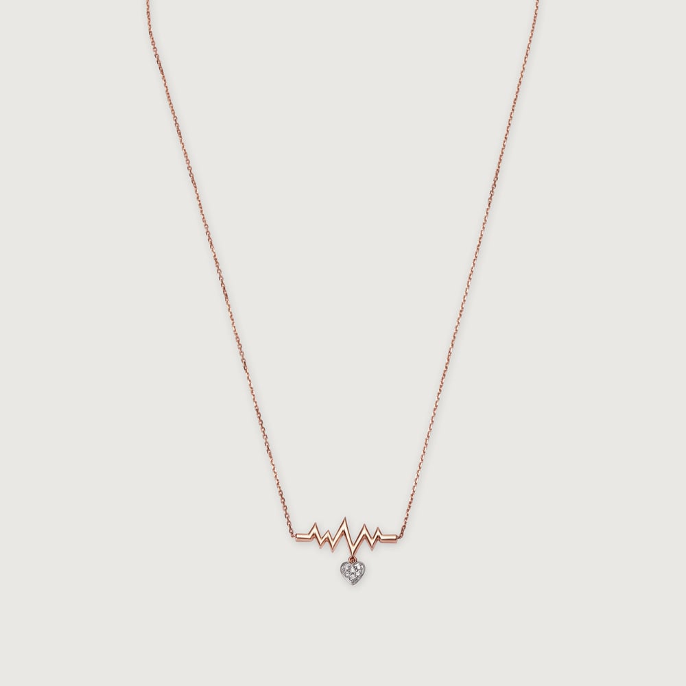 14KT Rose Gold Heartbeat Diamond Necklace,,hi-res thumbnail 3