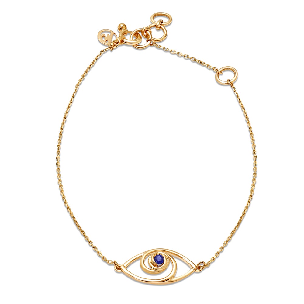 14KT Yellow Gold Wavy Evil Eye Bracelet,,hi-res thumbnail 3