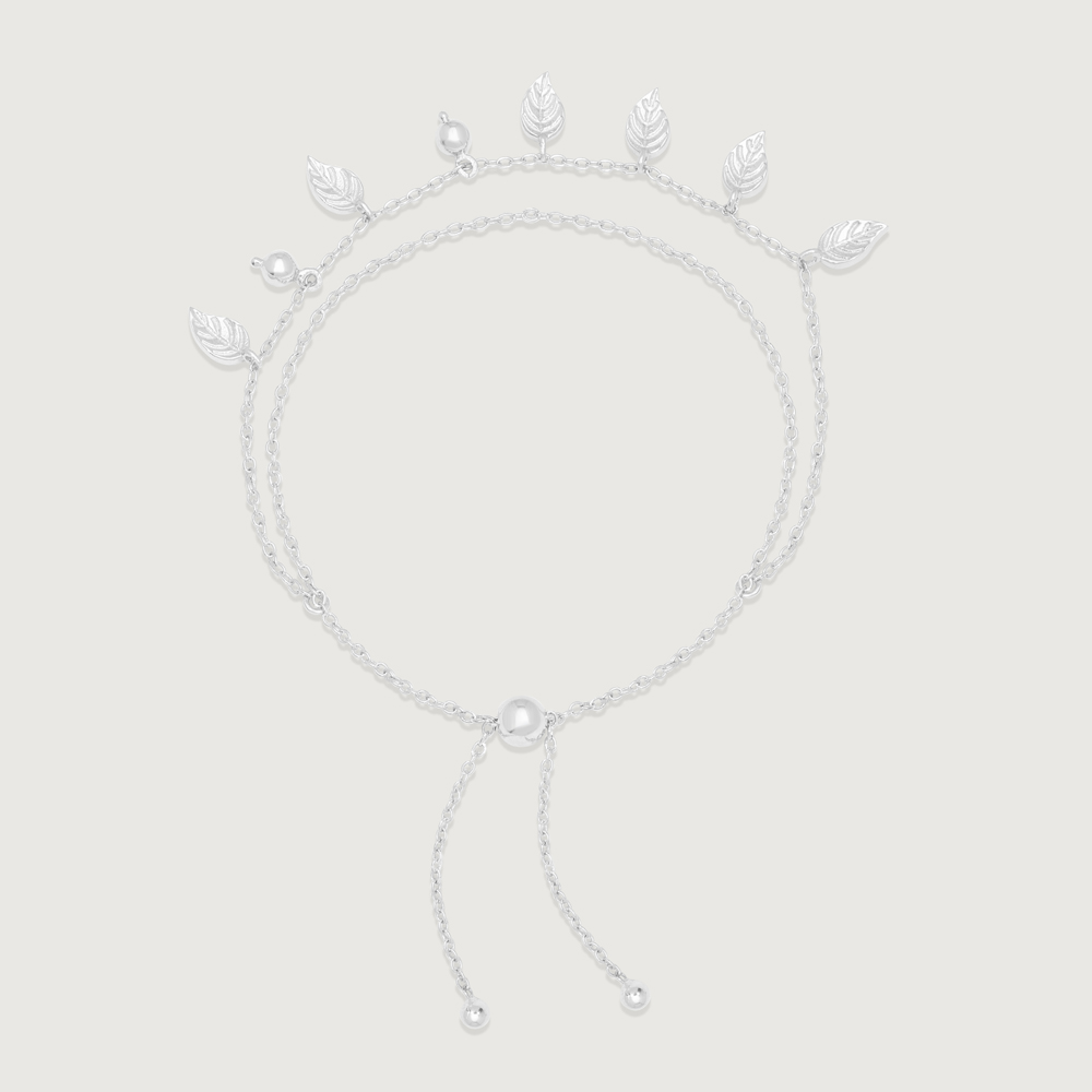 Whispering Leaf Silver Anklet,,hi-res thumbnail 5