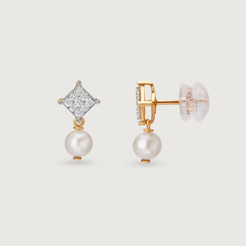 Ivory Charm Diamond & Gold Stud Earrings,,hi-res thumbnail 4