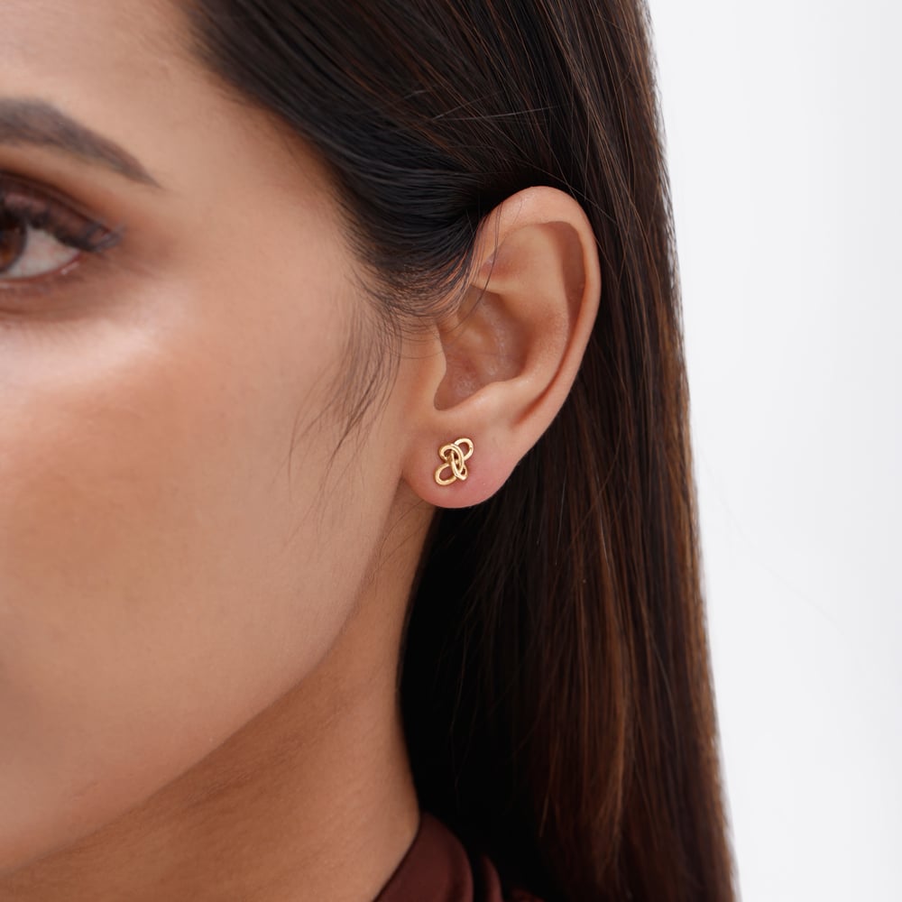 Infinite Flow Gold Stud Earrings,,hi-res thumbnail 2