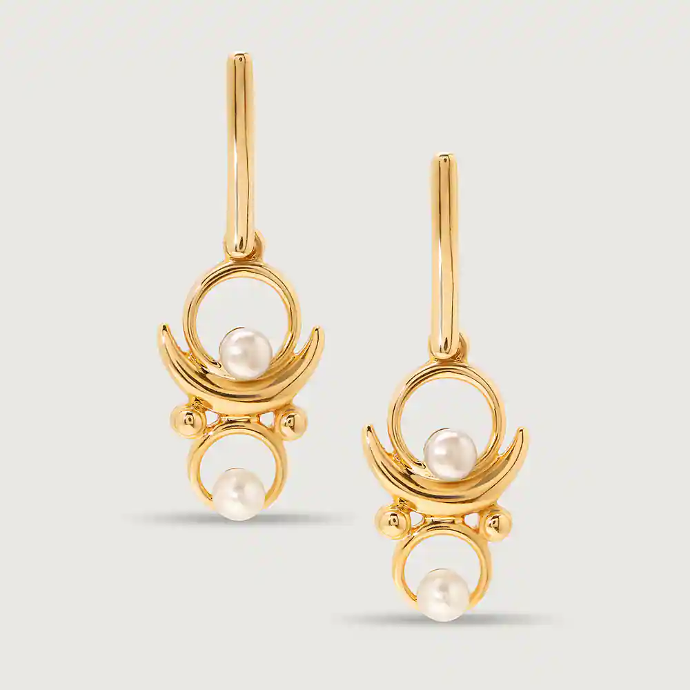 Moon shadow Melody 14KT Pearl Drop Earring,,hi-res thumbnail 3