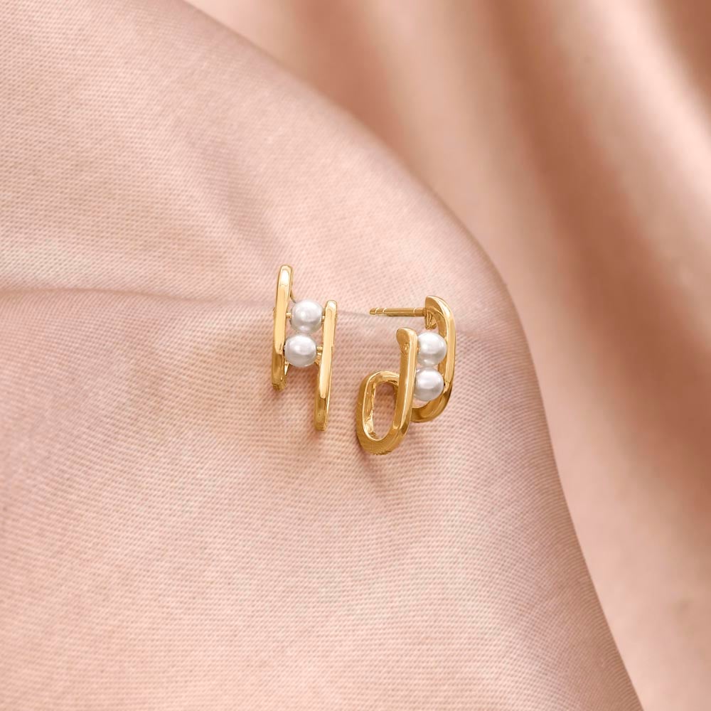 Bold Duo Pearl Stud Earrings