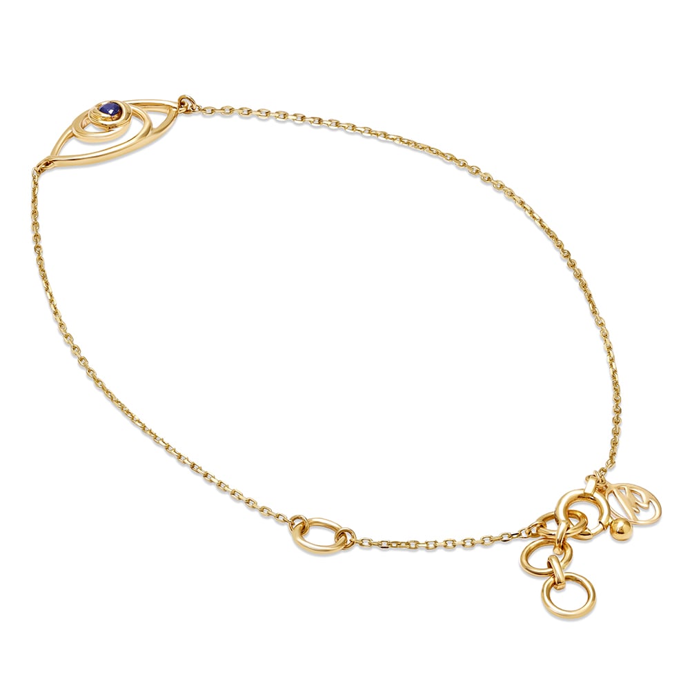 14KT Yellow Gold Wavy Evil Eye Bracelet,,hi-res thumbnail 4