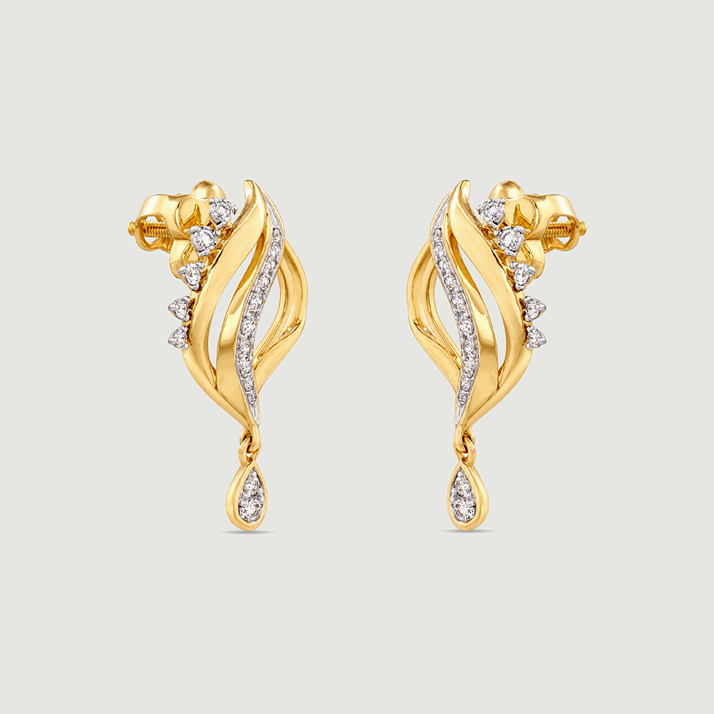 Rippled Glow Diamond Drop Earrings,,hi-res thumbnail 5