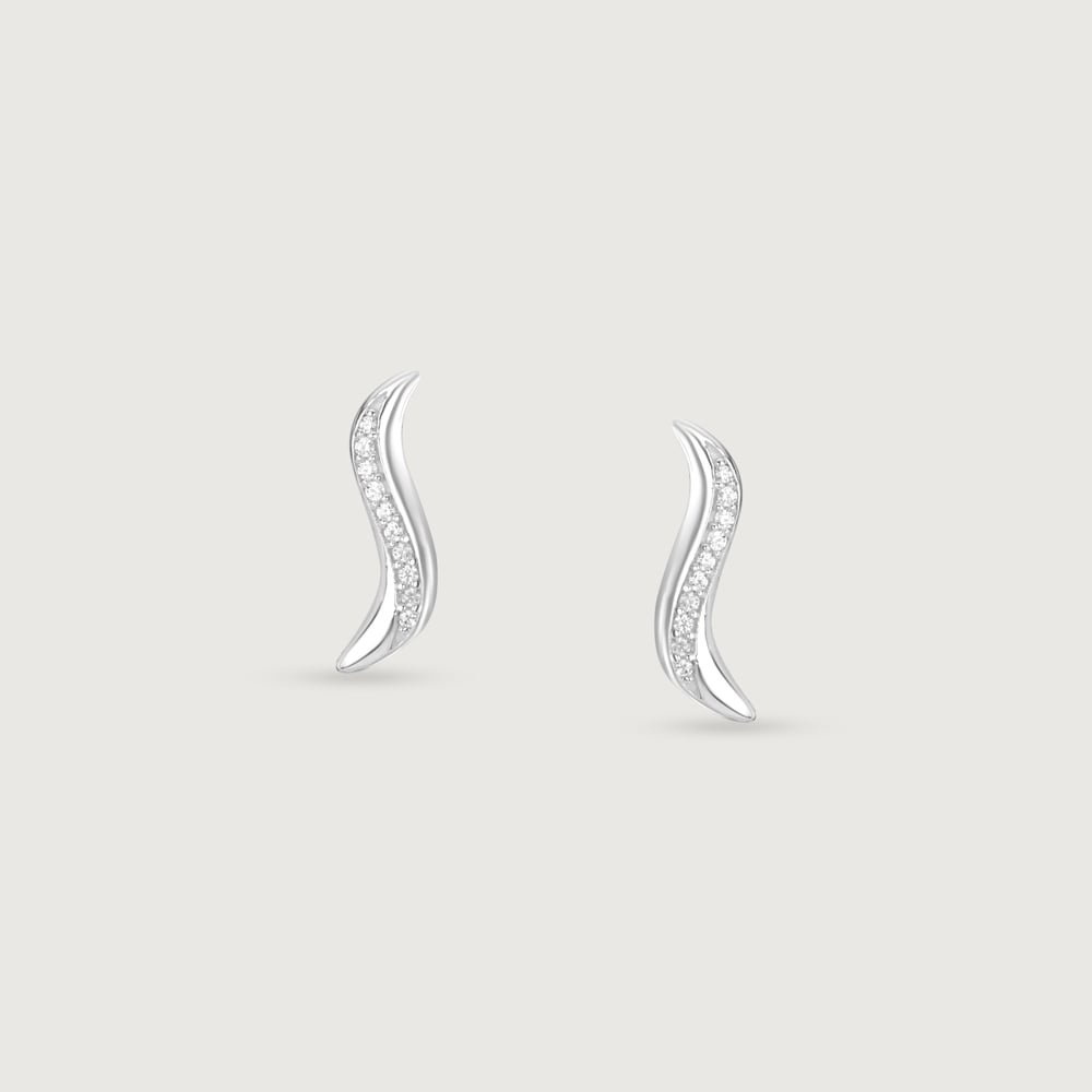 Flowing Arc Silver Stud Earrings,,hi-res thumbnail 3
