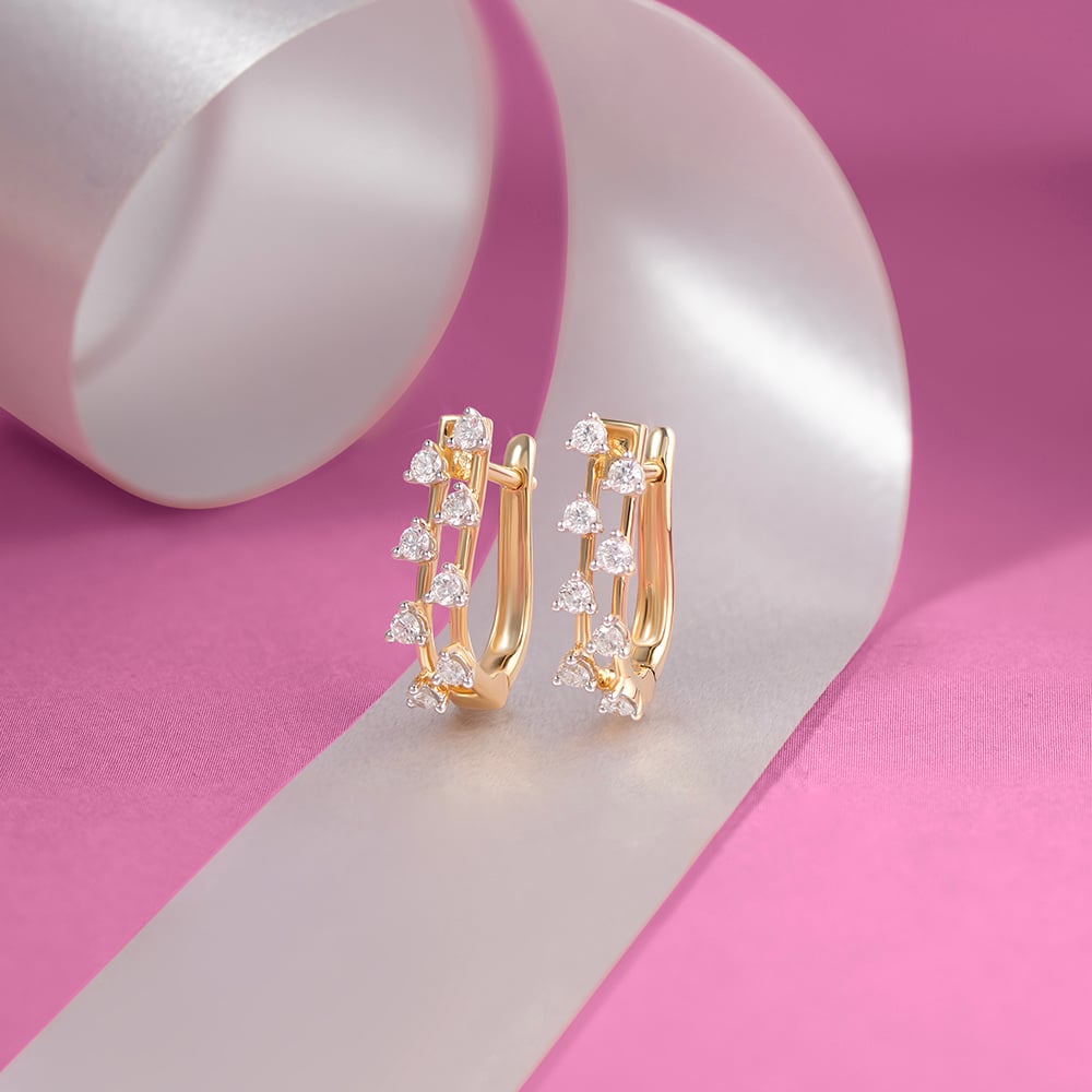 Radiant Luxe Gold & Diamond Hoop Earrings