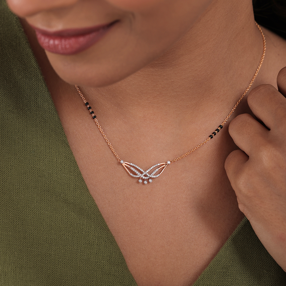 Flight of Elegance 14 Kt Gold and Diamond Mangalsutra,,hi-res thumbnail 2