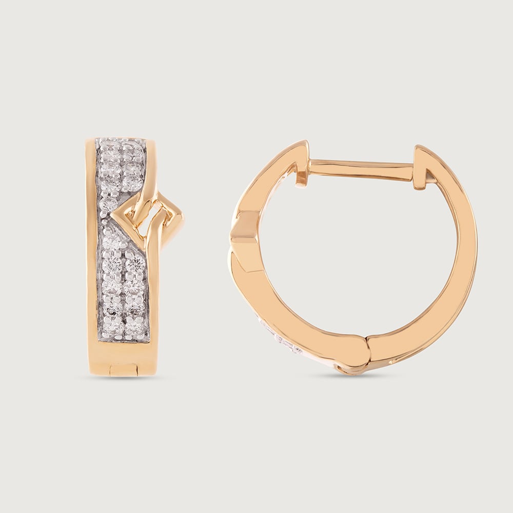 Elegant Vibes Gold & Diamond Hoop Earrings,,hi-res thumbnail 4