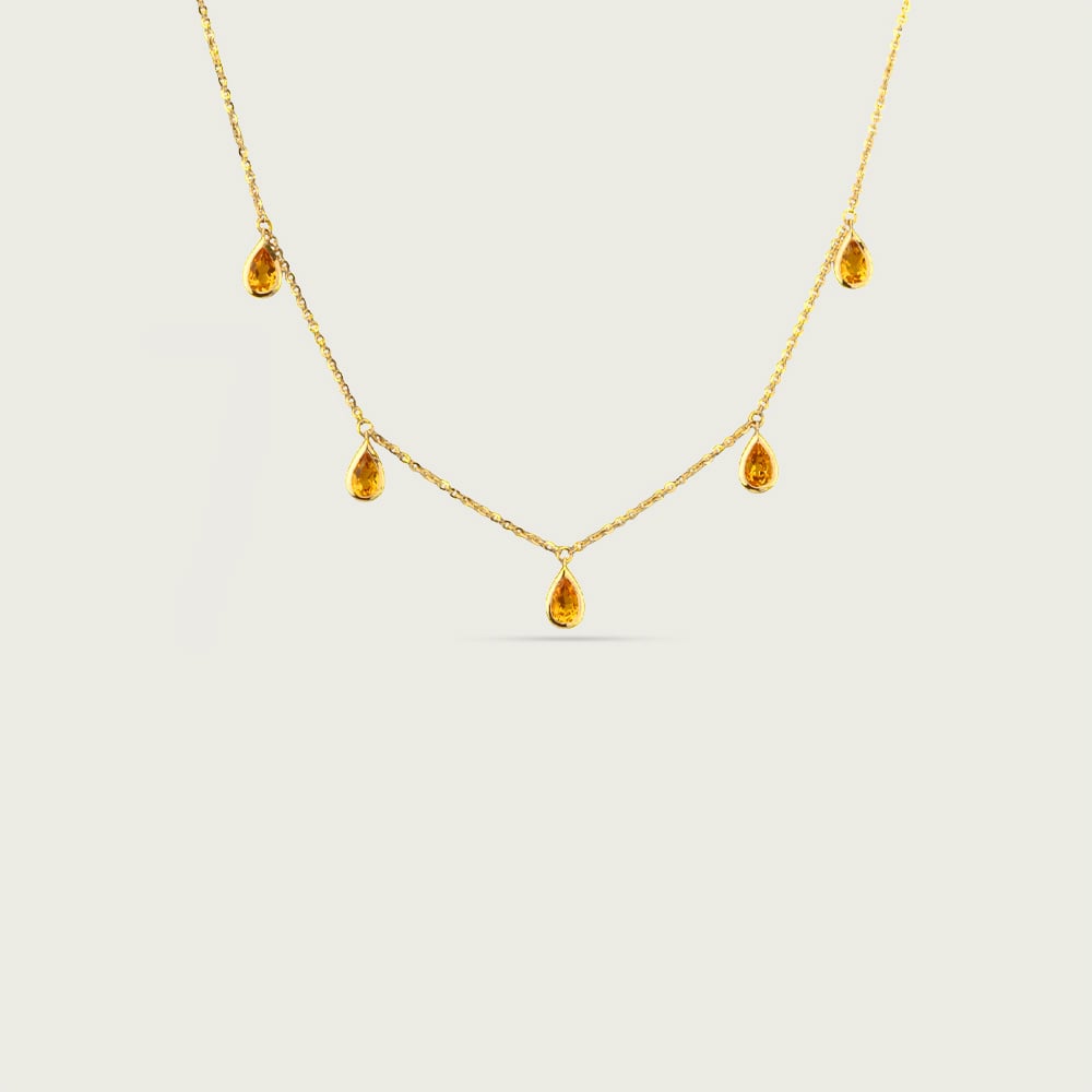 Warm Radiant Dark Citrine Gold Necklace